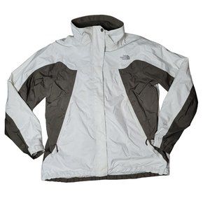 The North Face Gortex white and grey jacket with pockets size XL no hood